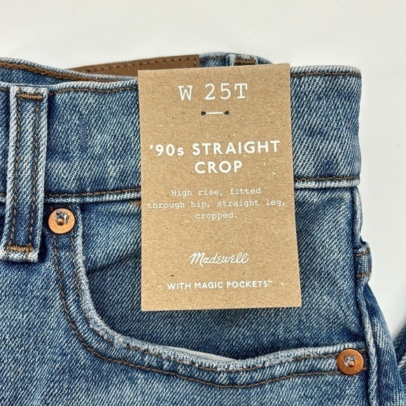 Madewell The Tall '90s Straight Crop Jean in Hazeldell Wash size 25T NWT NQ695 - Picture 8 of 14
